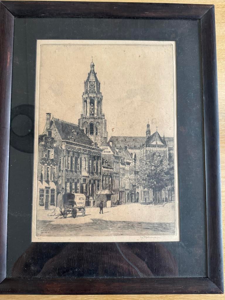 Ets Arnhem Eusebiuskerk, H.E. Roodenburg, 1925, Antiek en Kunst, Ophalen of Verzenden