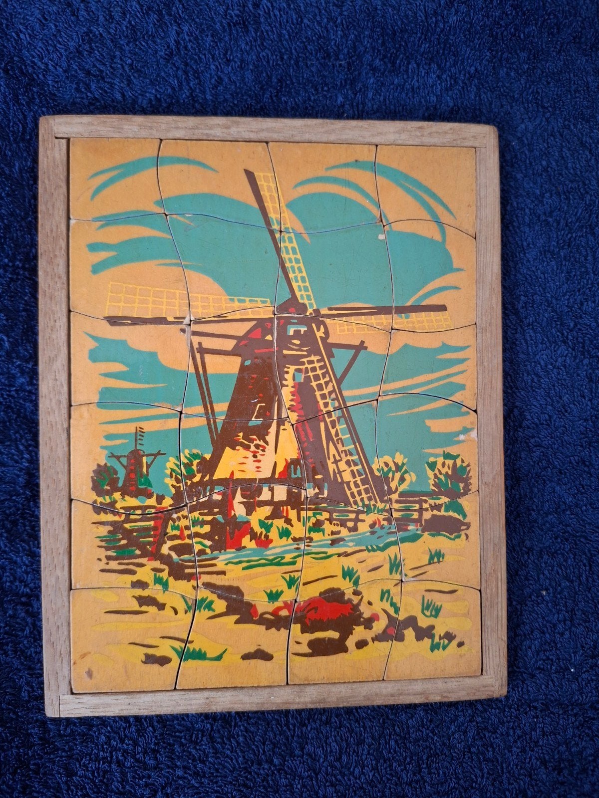 Vintage houten puzzel - Hollandse molen, Ophalen of Verzenden