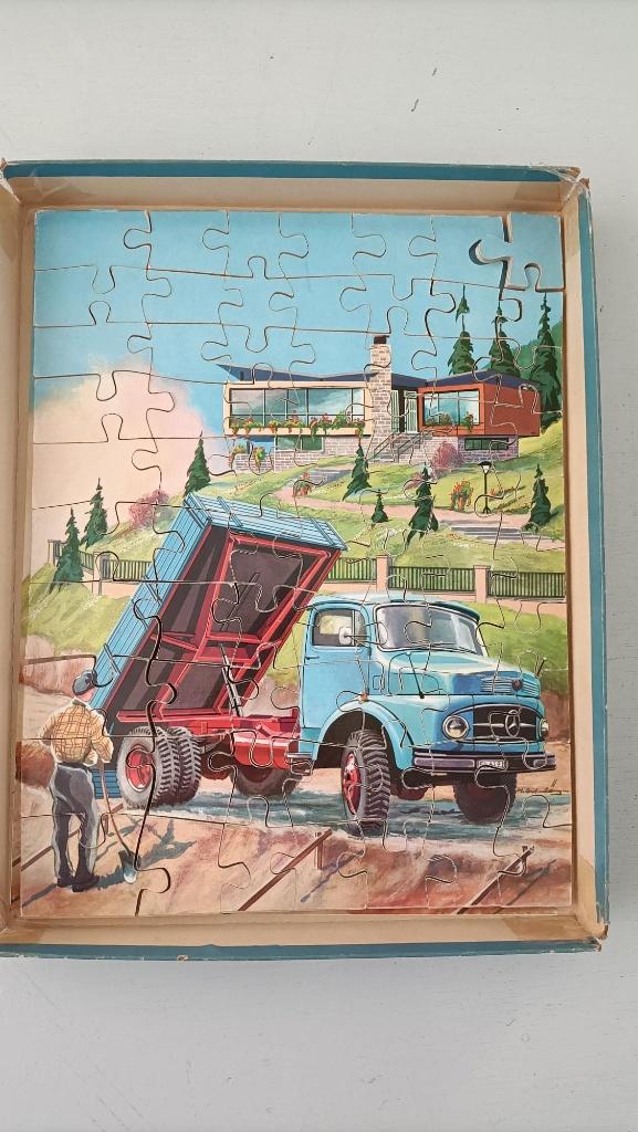 vintage puzzel Mercedes Benz truck retro jaren 60 sixties, Verzamelen, Ophalen of Verzenden, Huis en Inrichting