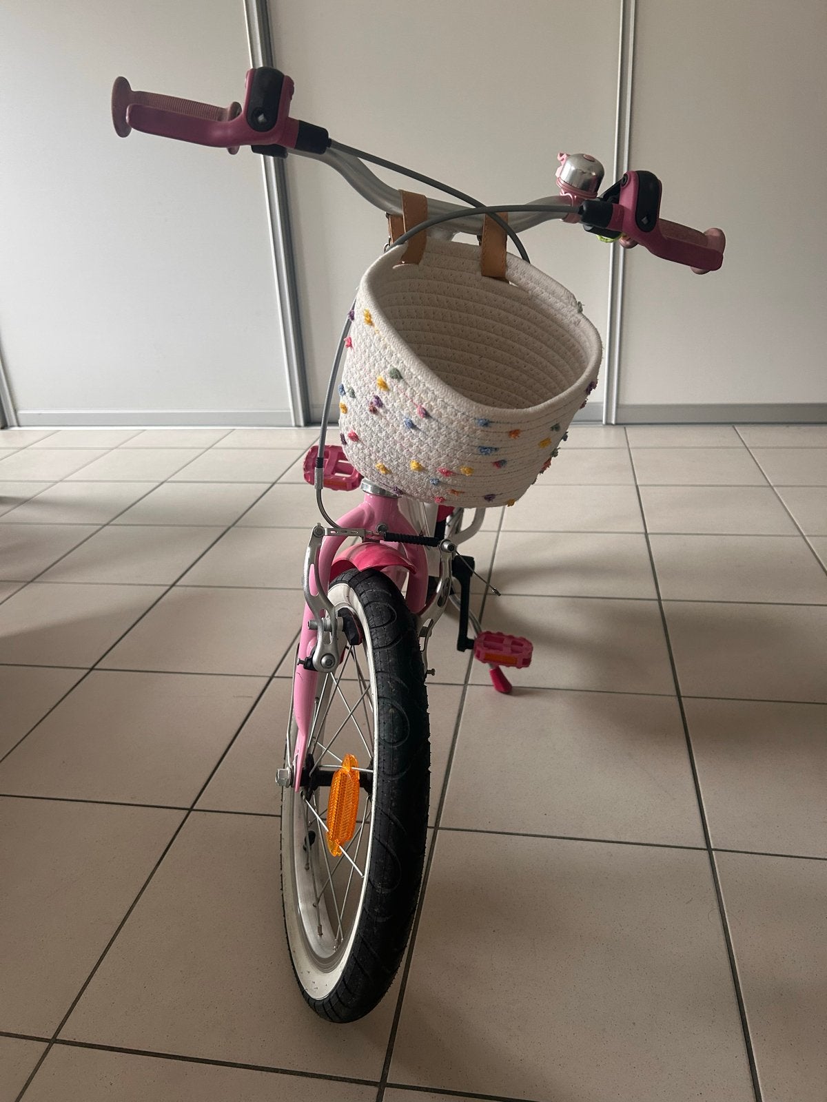 Btwin Docto Girl 500 meisjesfiets 16 inch met mandje, Ophalen, Gebruikt, Velgrem, 16 tot 20 inch