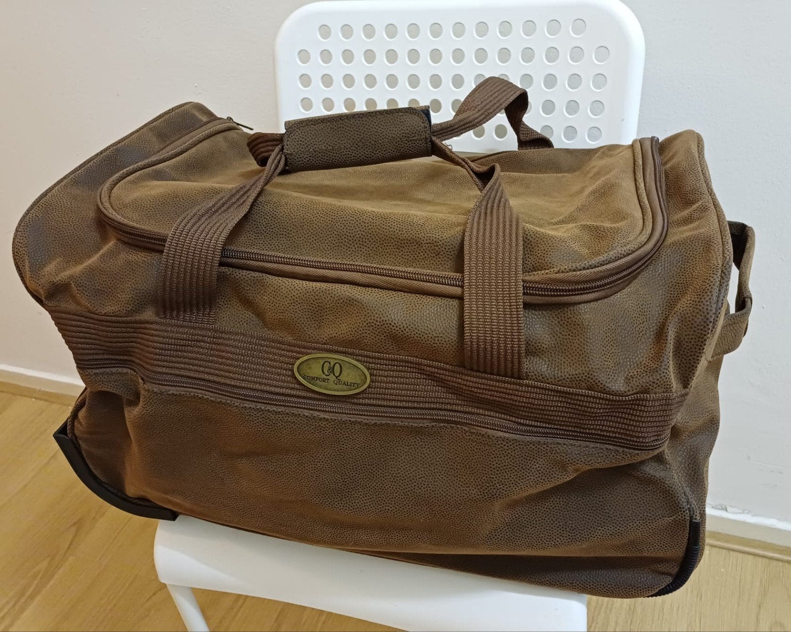 Bruine handbagage., 40 tot 60 cm, Wieltjes, Gebruikt, Bruin