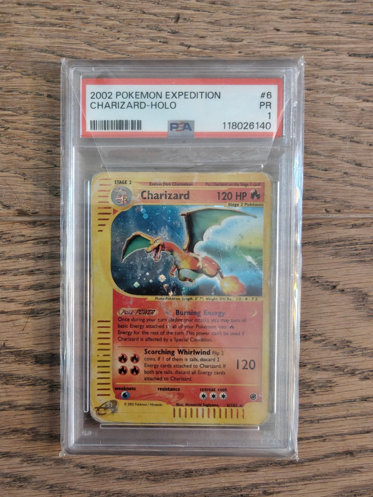 PSA 1 2002 Pokémon Expedition Charizard Holo #6., Ophalen, Gebruikt, Losse kaart