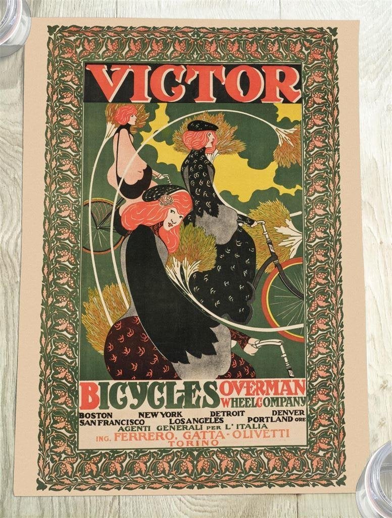 VICTOR Cycles | Art Nouveau Vintage Fiets Poster Affiche