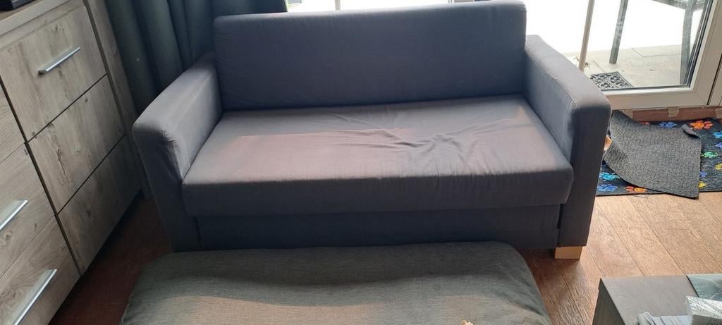 IKEA slaapbank 138 cm breed - donkerblauw, Huis en Inrichting, Slaapkamer | Slaapbanken, Gebruikt, Blauw, Twijfelaar, 140 cm