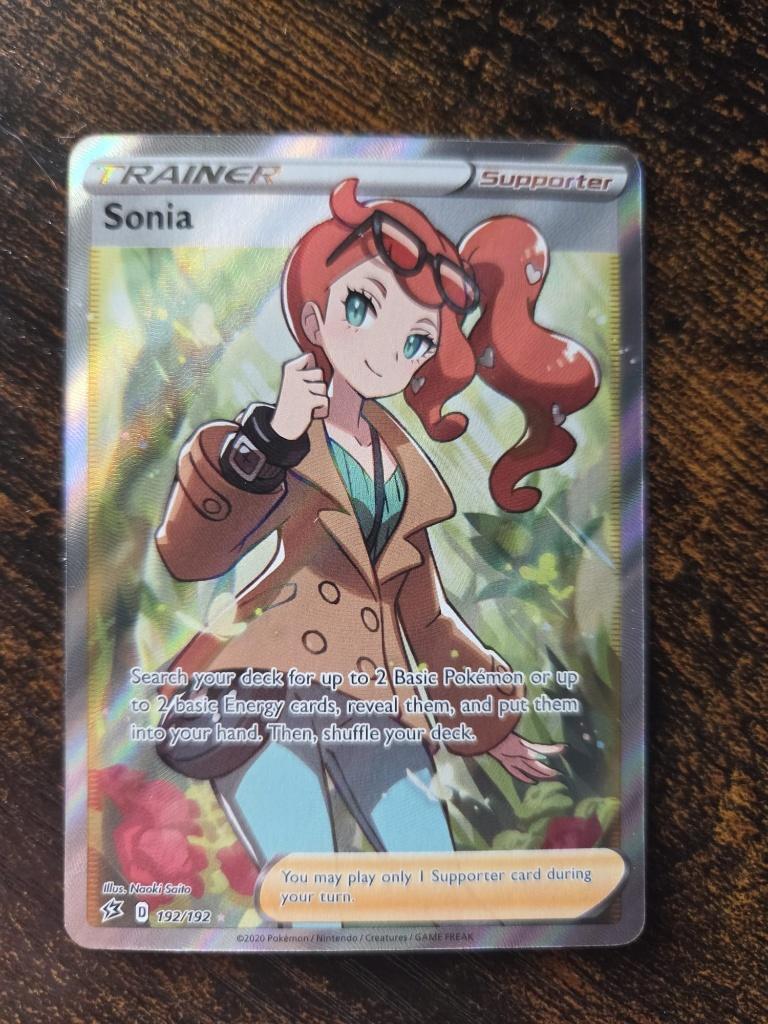 Pokemon kaart Sonia, Rebel clash, Ophalen of Verzenden, Zo goed als nieuw, Losse kaart, Foil