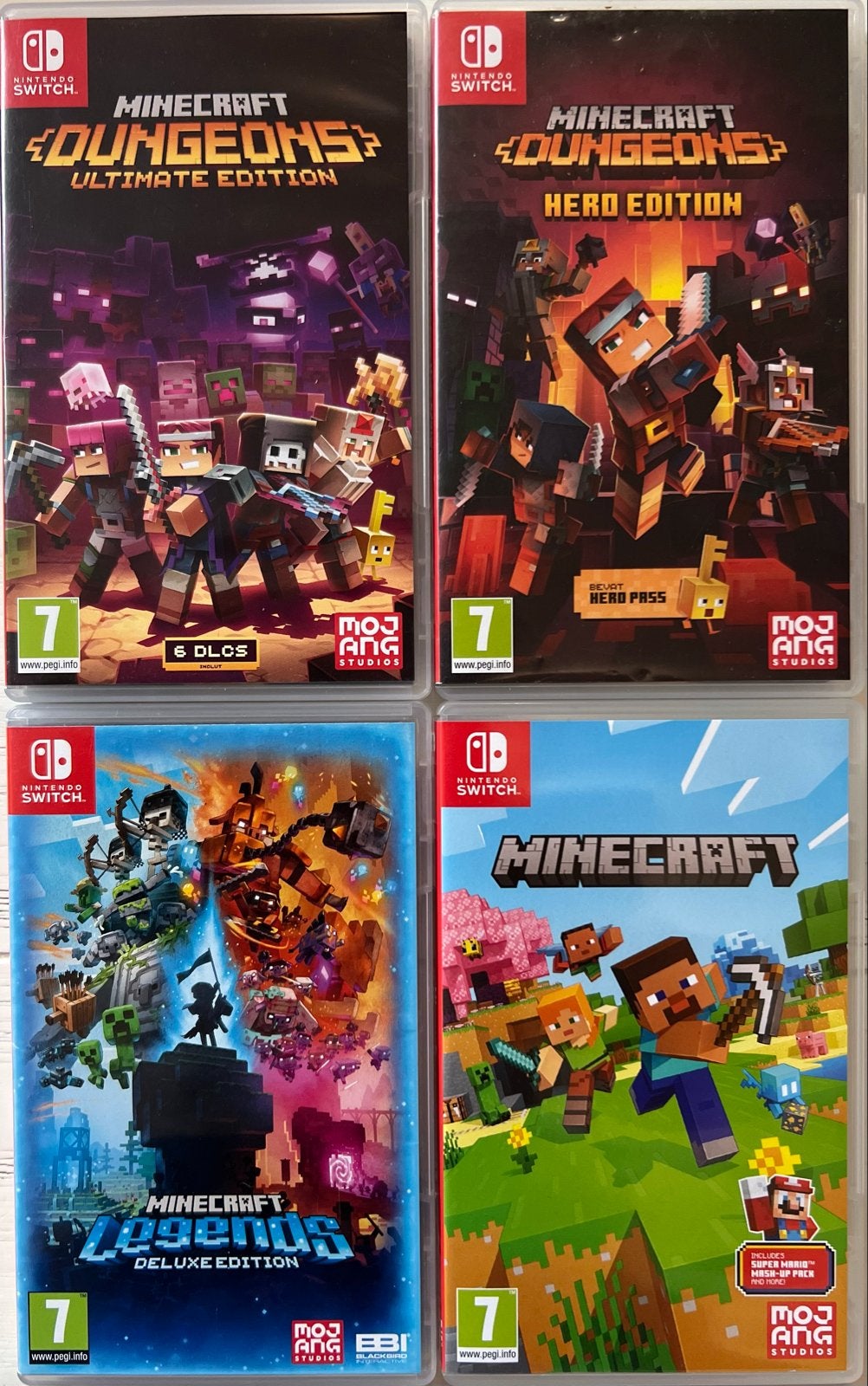 4x Minecraft Switch Games: Ultimate, Legends Deluxe en Hero, Ophalen of Verzenden, Zo goed als nieuw, Switch Original, Met games