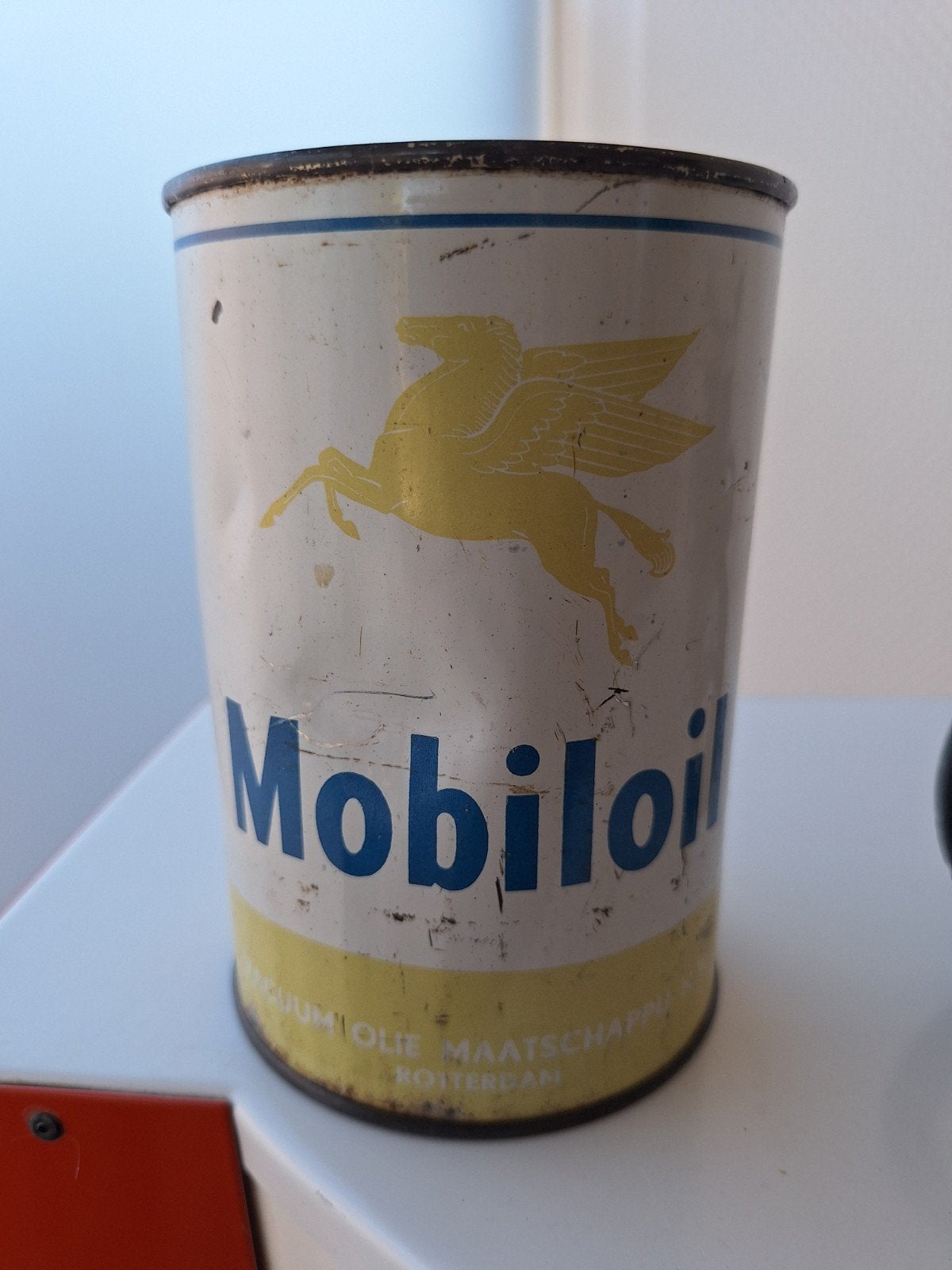 6 Oude Blikken Olie - Mobiloil, Texaco, Castrol, Champion, Ophalen of Verzenden