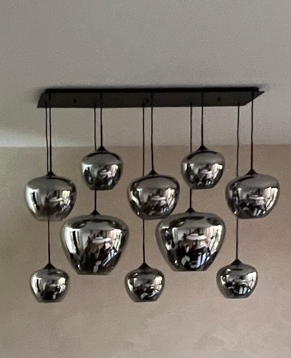Mooie hanglamp met rookglaskappen