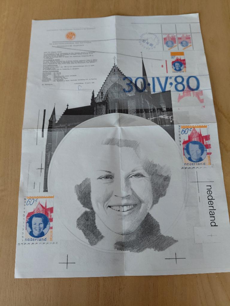 Inhuldigingspostzegels Koningin Beatrix 1980, Ophalen of Verzenden, Zo goed als nieuw, Nederland, Kaart, Foto of Prent