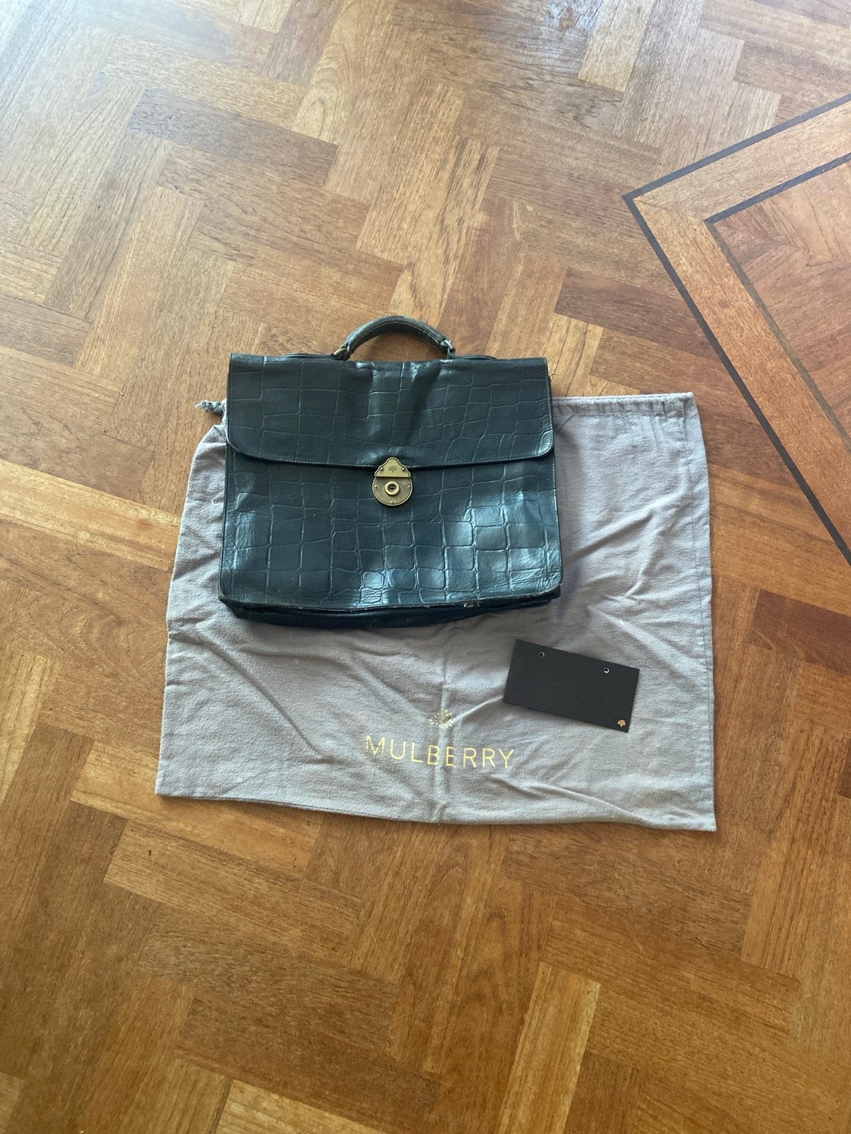 Mulberry Aktetas Zwart Krokodillenleer Look, Ophalen, Gebruikt, Zwart, Overige typen