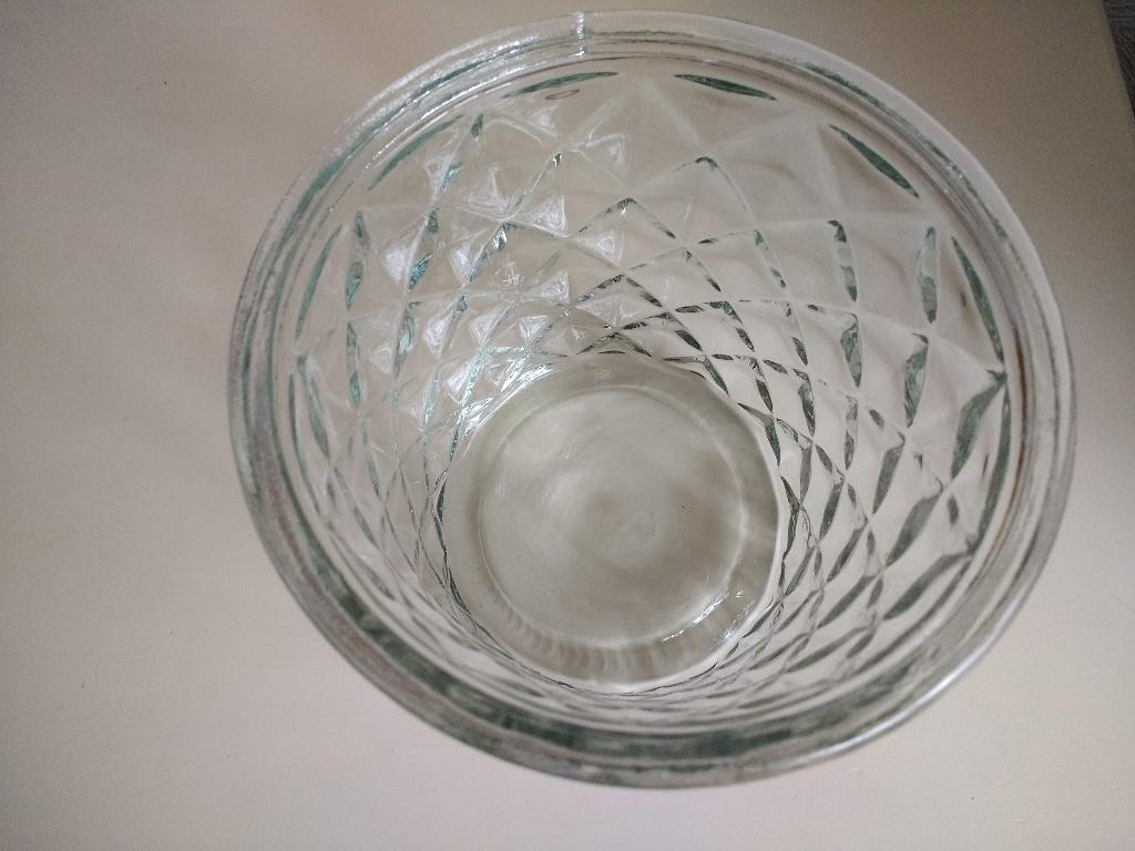 Glazen vaas, pot diamant patroon transparant, Overige kleuren, Ophalen of Verzenden, Minder dan 50 cm, Glas
