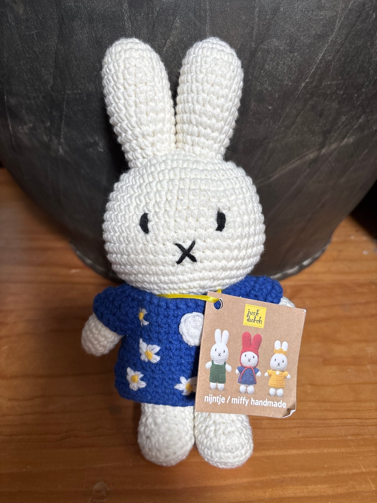 Nijntje gehaakte knuffel met blauwe jurk - Just Dutch, Overige merken, Handgemaakt, Konijn, Nijntje