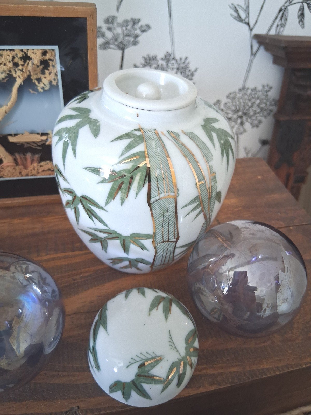 Visvlotters. Thee/ Gemberpot. Kurk diorama Japans / Chinees., Ophalen of Verzenden