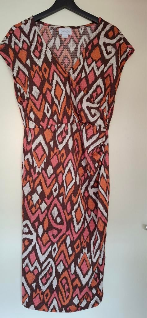 Cotton Club Jurk met Print - Maat M, Maat 38/40 (M), Bruin, Ophalen of Verzenden, Cotton Club