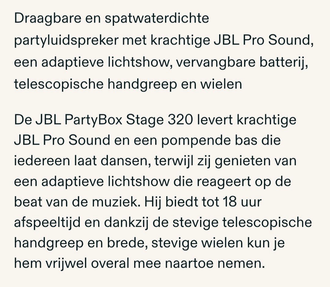 Foto 9 van JBL Partybox Stage 320 - Nieuw in doos