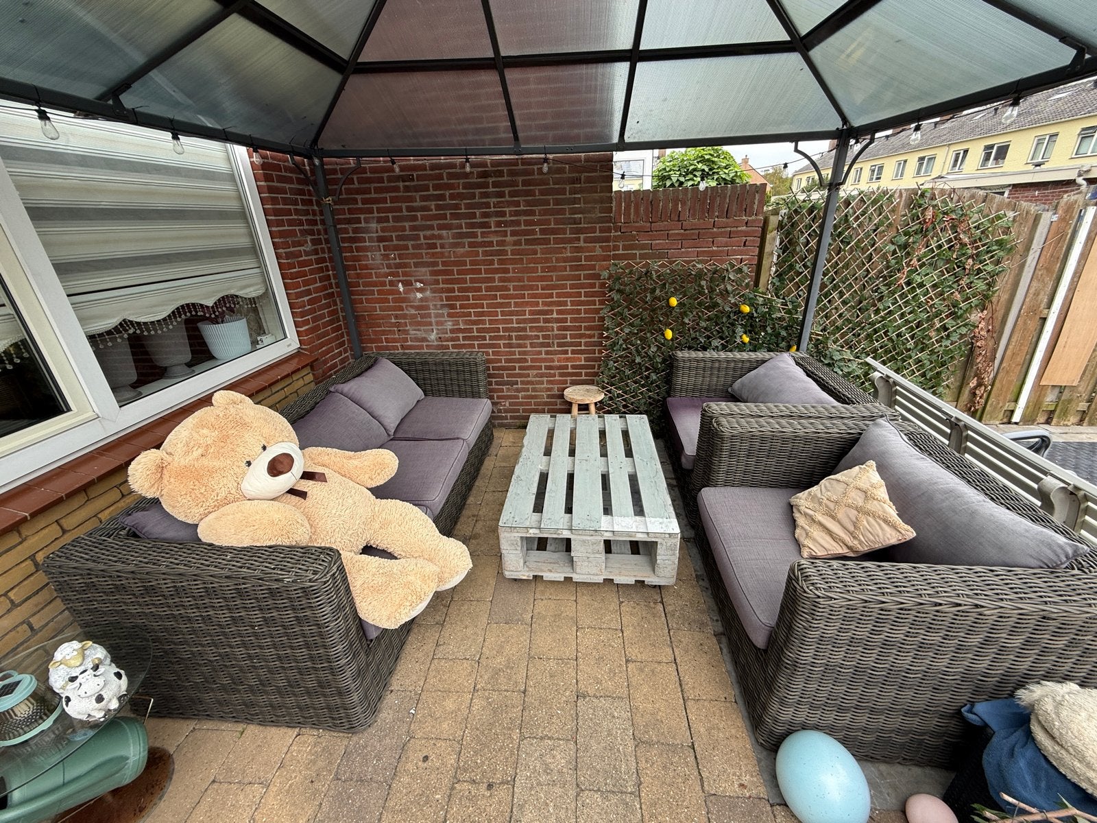 Royal Lifestyle Wicker Loungeset met Pallet Salontafel, Ophalen, Gebruikt, 6 zitplaatsen, Loungeset