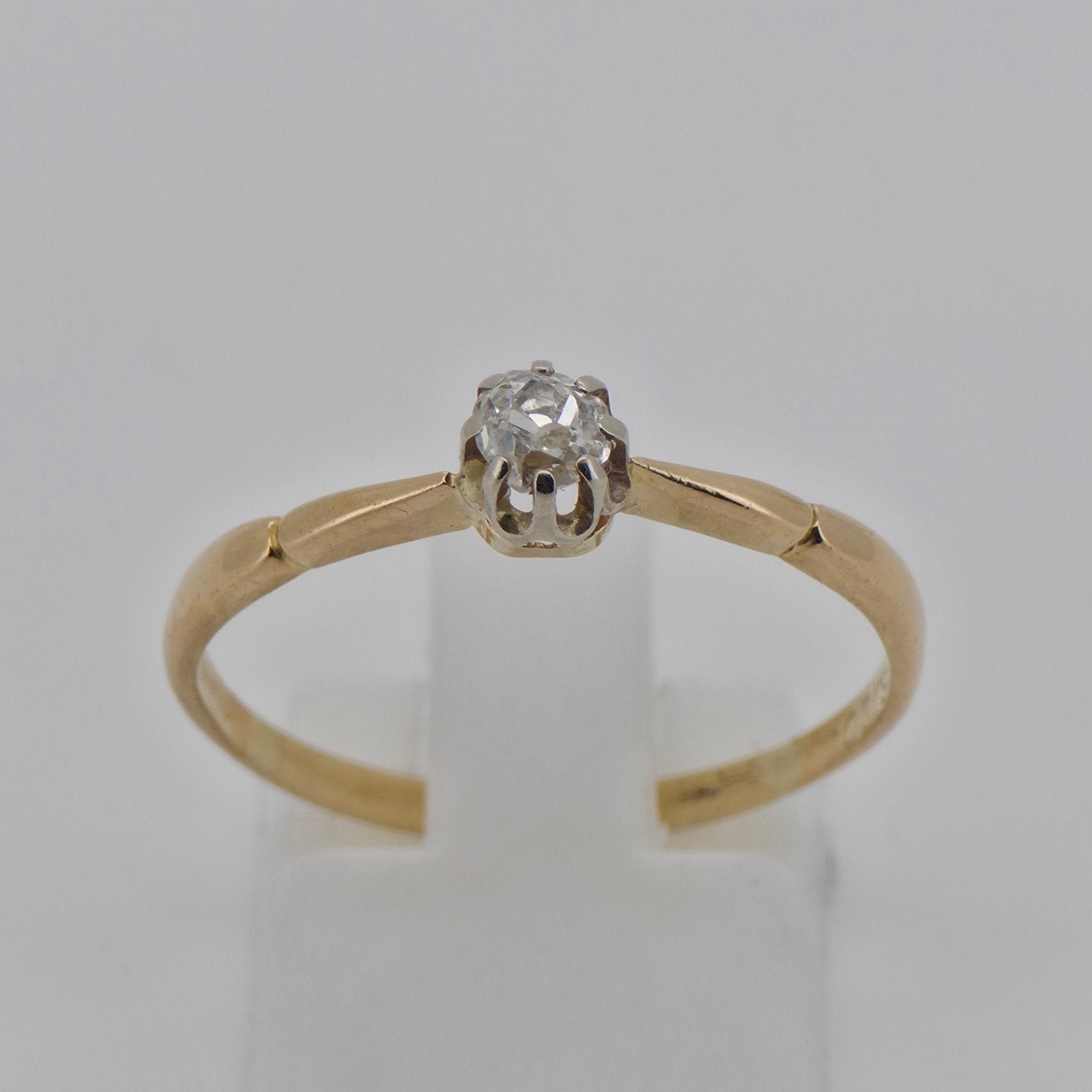 Gouden 14k Ring met 0.18ct Old Mine Cut Diamant Maat 19, Sieraden, Tassen en Uiterlijk, Ringen, 19 tot 20, Ophalen of Verzenden