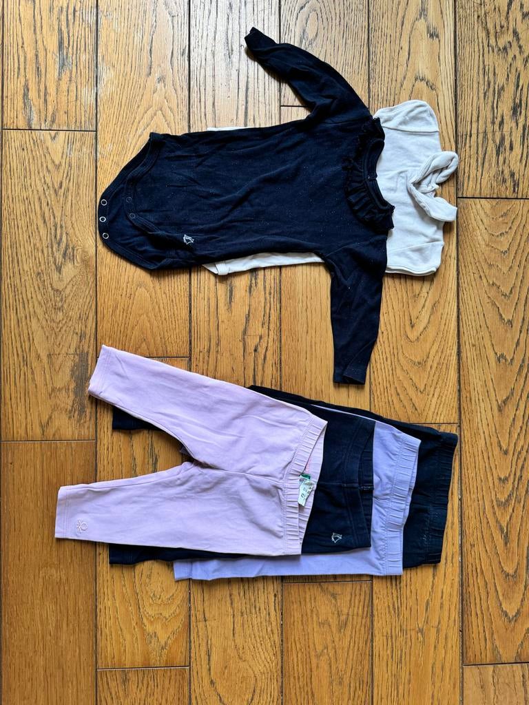 Babykleding pakket: 2 rompers en 4 leggings (maat 62), Kinderen en Baby's, Babykleding | Maat 74, Ophalen of Verzenden, Zo goed als nieuw