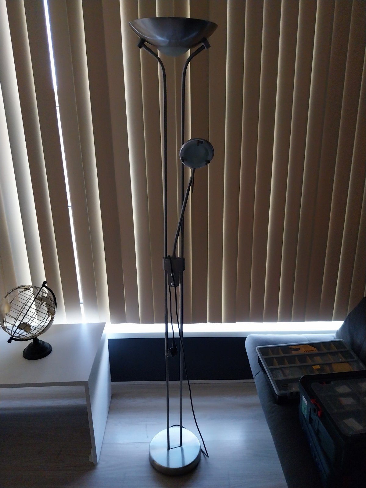 uplighter vloerlamp met leeslamp, Ophalen, Gebruikt, Klassiek, Metaal