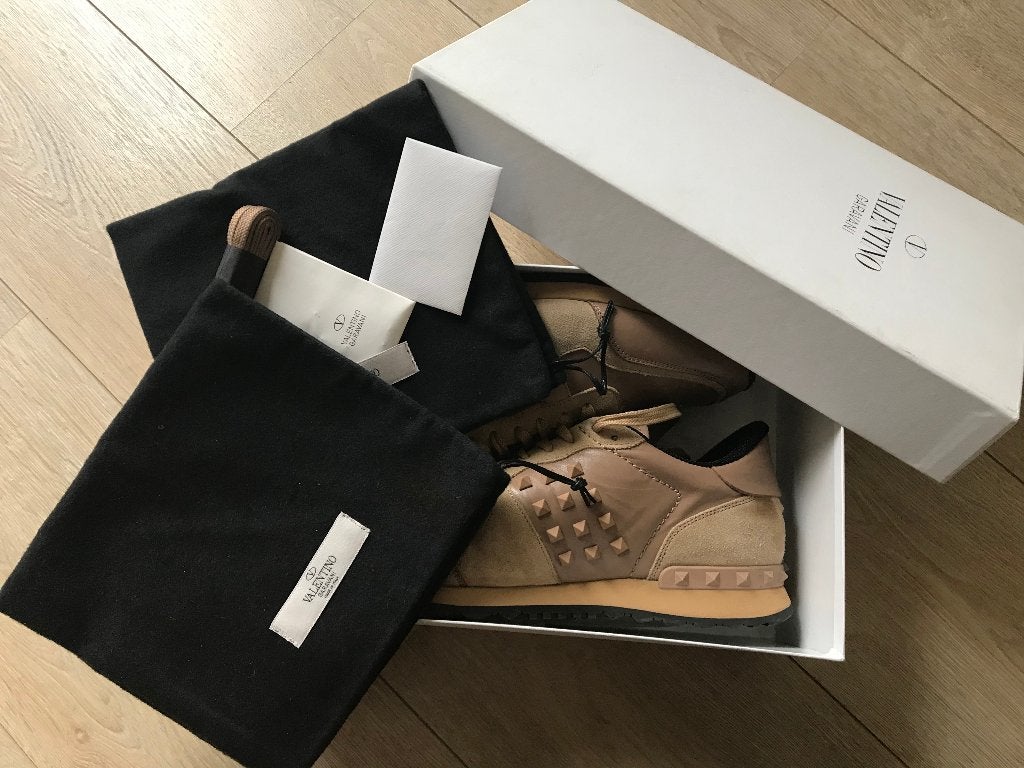 Valentino rockrunner sneaker nude leer/suede size EU 44, Ophalen, Bruin, Valentino, Sneakers of Gympen