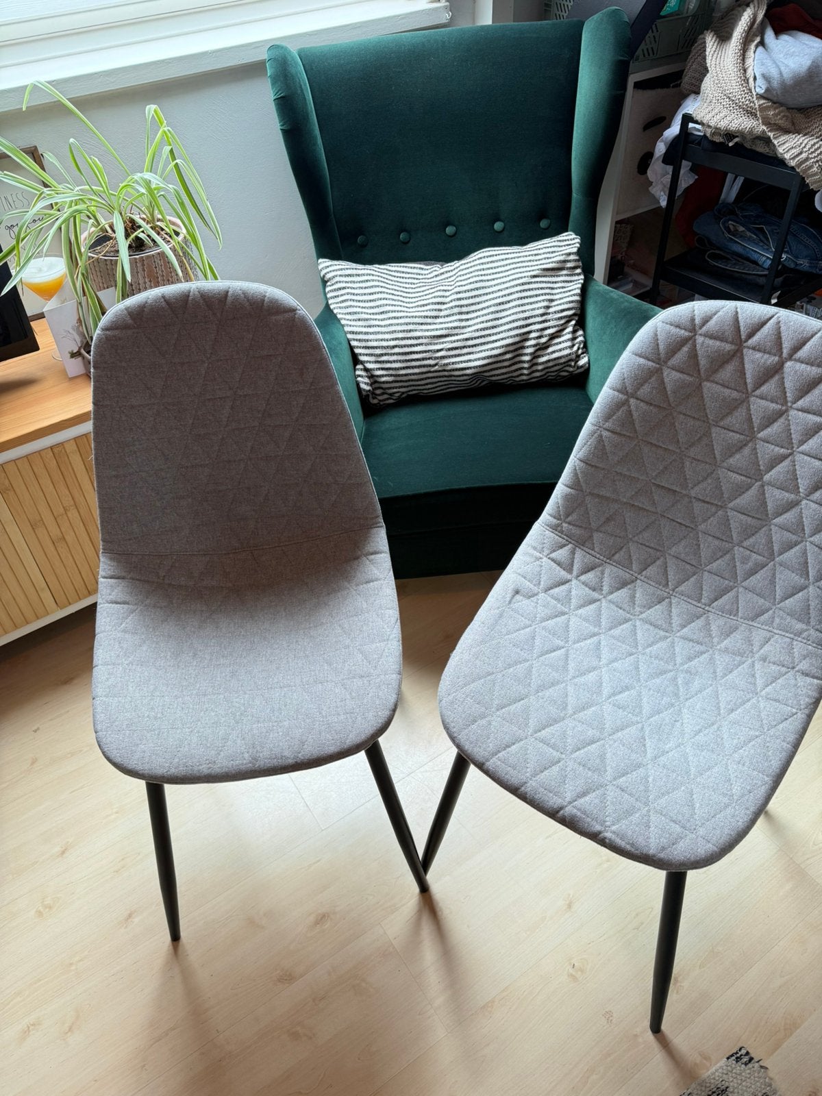 Twee eetkamerstoelen, Huis en Inrichting, Stoelen, Ophalen, Gebruikt, Twee, Stof