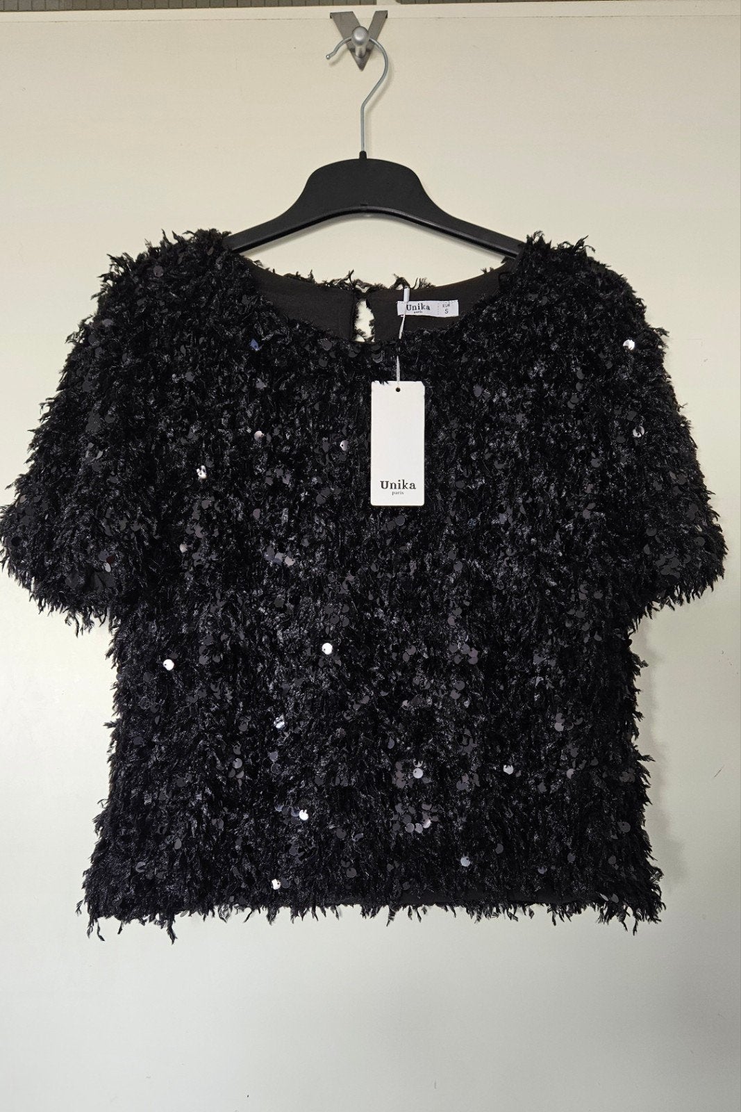 Unika Paris top met pailletten en franjes - Maat S, Unika Paris, Zwart, Nieuw, Ophalen of Verzenden