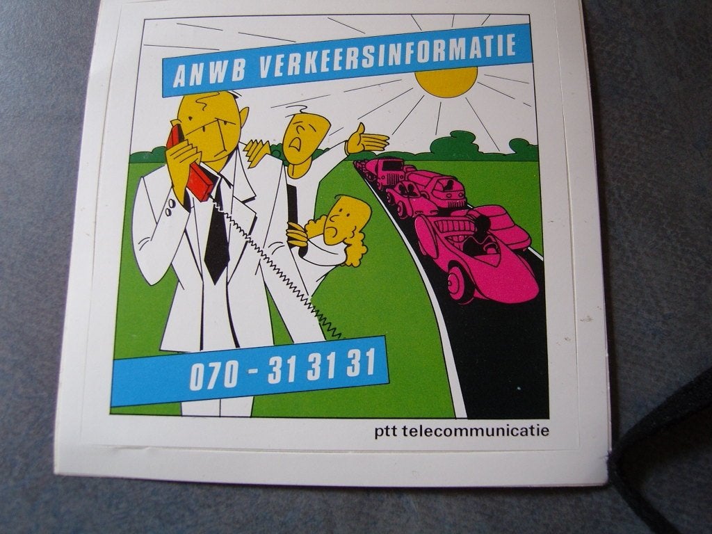 sticker ptt telecommunicatie anwb verkeersinformatie strip, Ophalen, Zo goed als nieuw