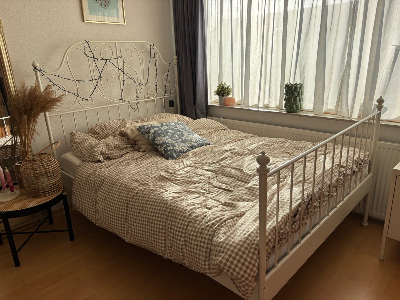 Ikea bed Leirvik, Ophalen, Wit, Tweepersoons, 140 cm