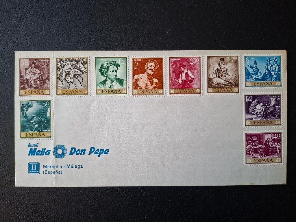 Spanje Enveloppe met Michel nrs. 1740 t/m 1749, Ophalen of Verzenden, Envelop