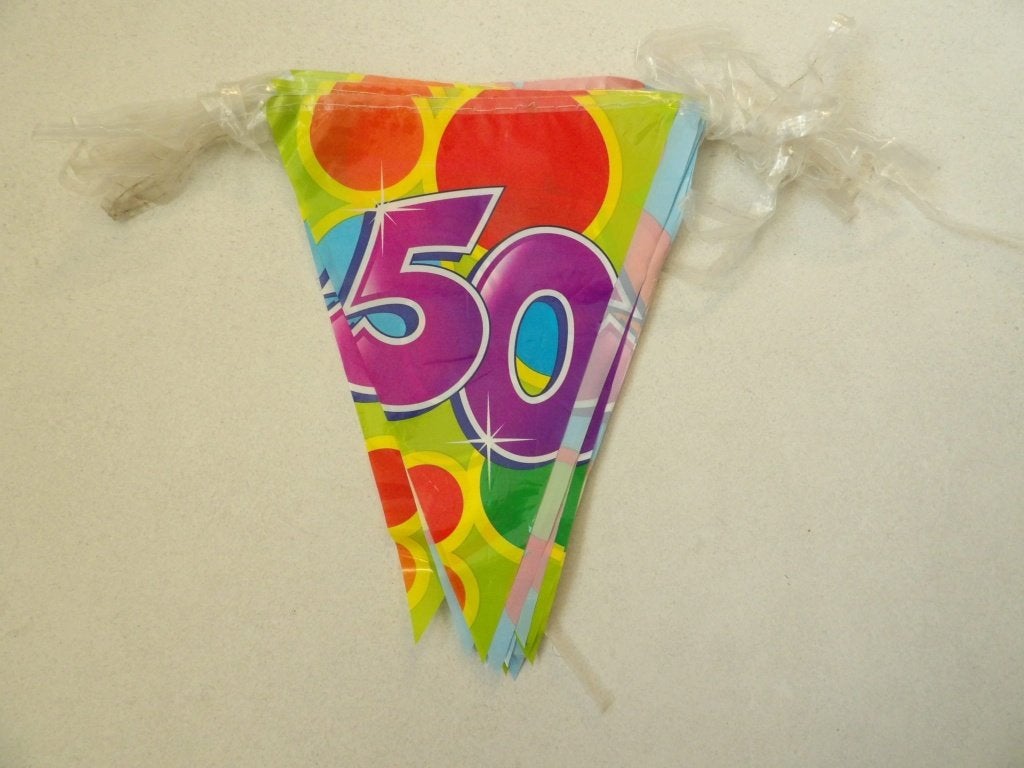 1 verjaardags slinger 10 meter voor 50 JAAR, Ophalen of Verzenden, Zo goed als nieuw, Versiering, Verjaardag