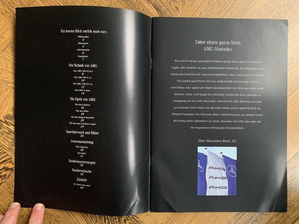 Folder, brochure Mercedes-Benz AMG 1992 Duitstalig, Zo goed als nieuw, Mercedes-Benz, Mercedes, Ophalen of Verzenden