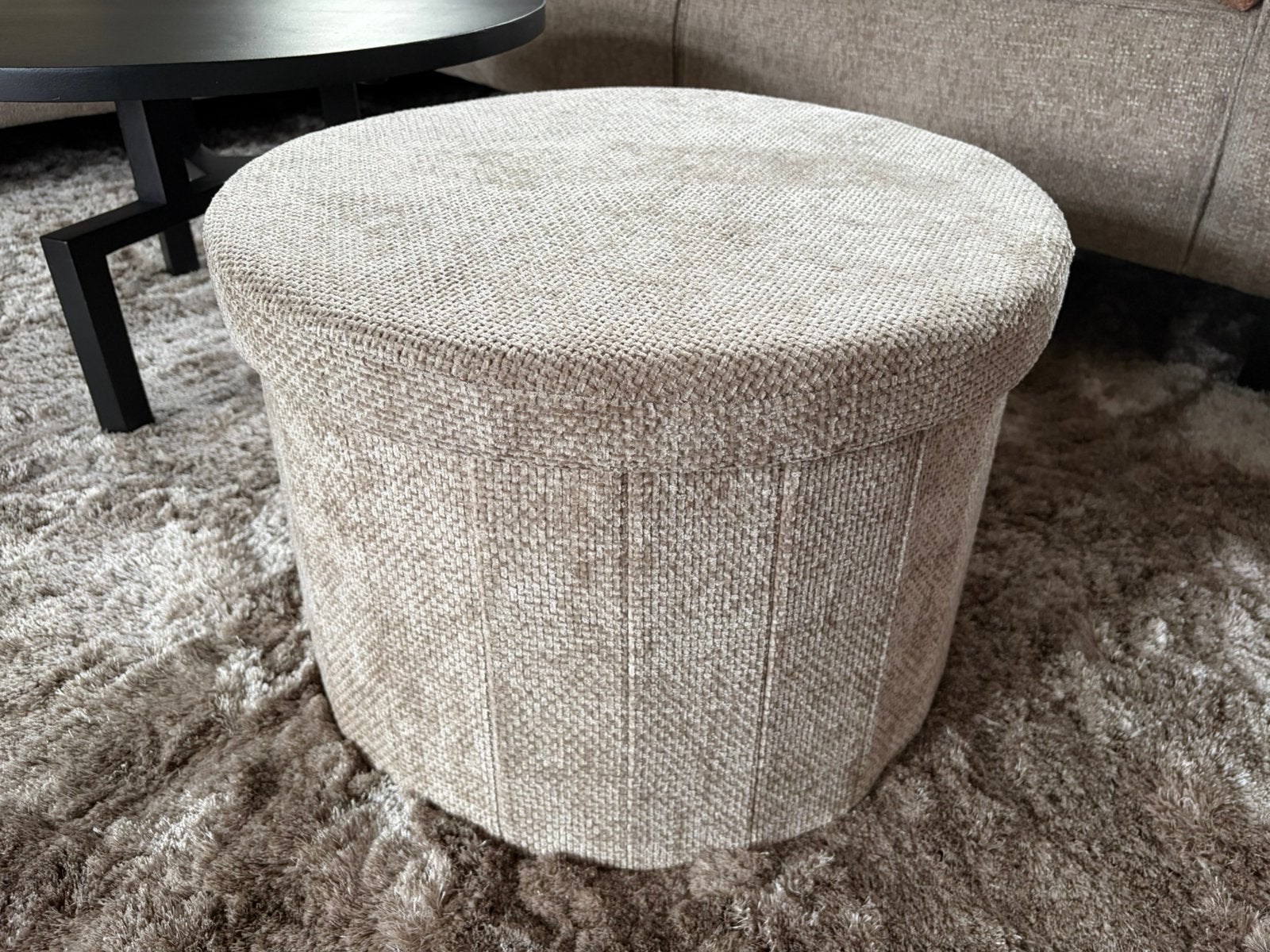 Opberg poef beige, Ophalen, Nieuw, Stof, 50 tot 75 cm