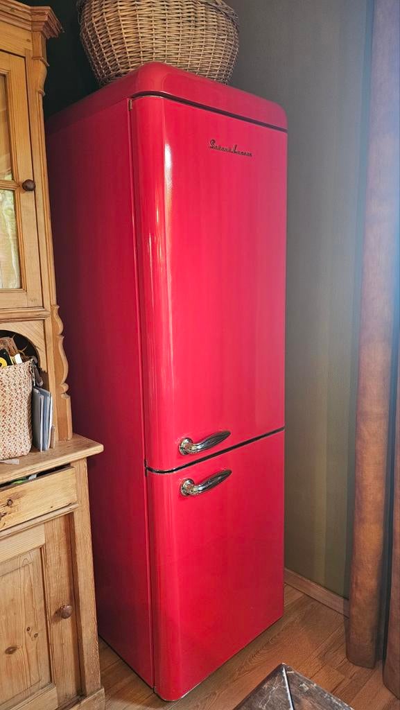 Rode Schaub Lorenze Koelvriescombinatie - Retro Rood, Gebruikt, 200 liter of meer, 60 cm of meer, Met vriesvak
