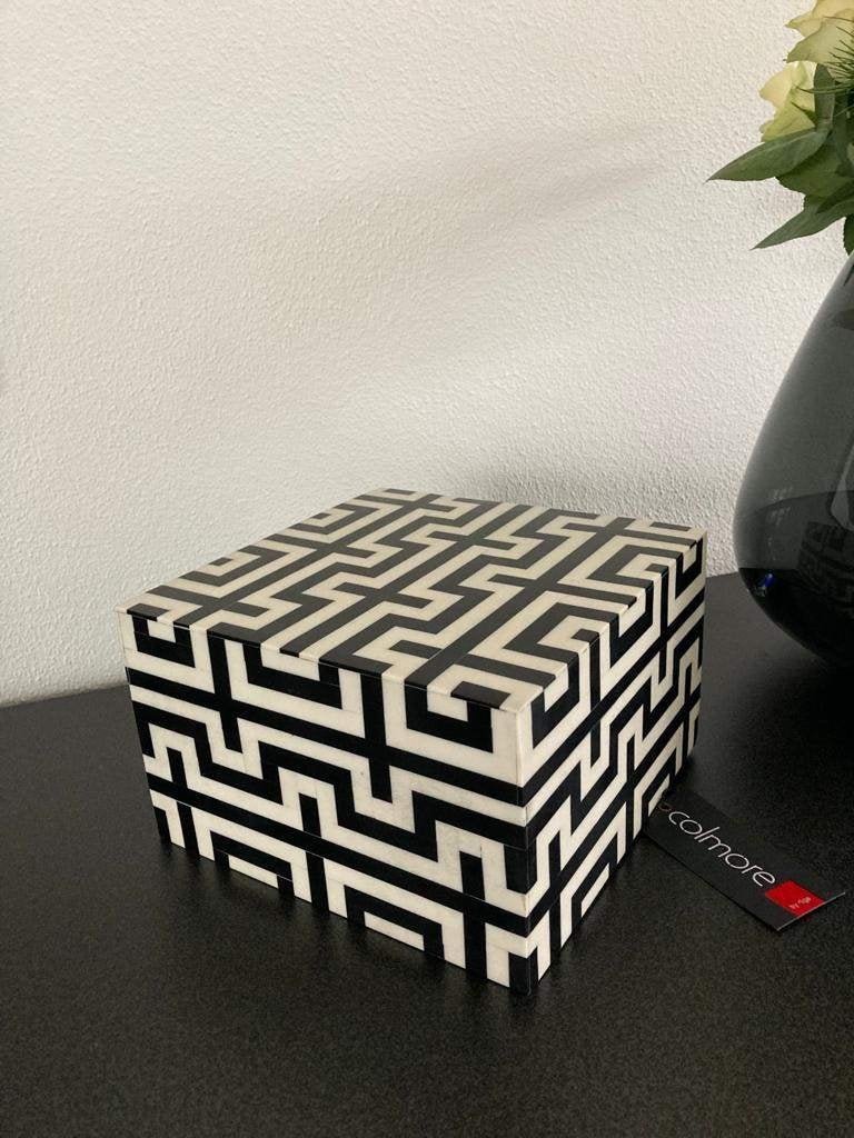 Diga Colmore Luxe deco box vierkant zwart/wit Graphics Nieuw, Hout, Meerkleurig, Nieuw, Ophalen of Verzenden