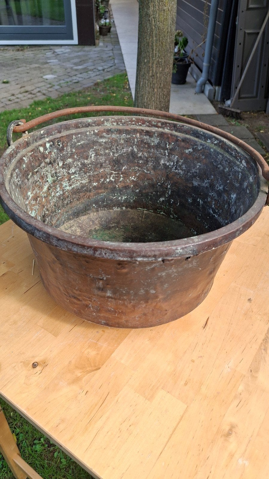 Antieke Koperen Ketel - Doorsnee 41 cm, Hoogte 23 cm, Ophalen, Koper