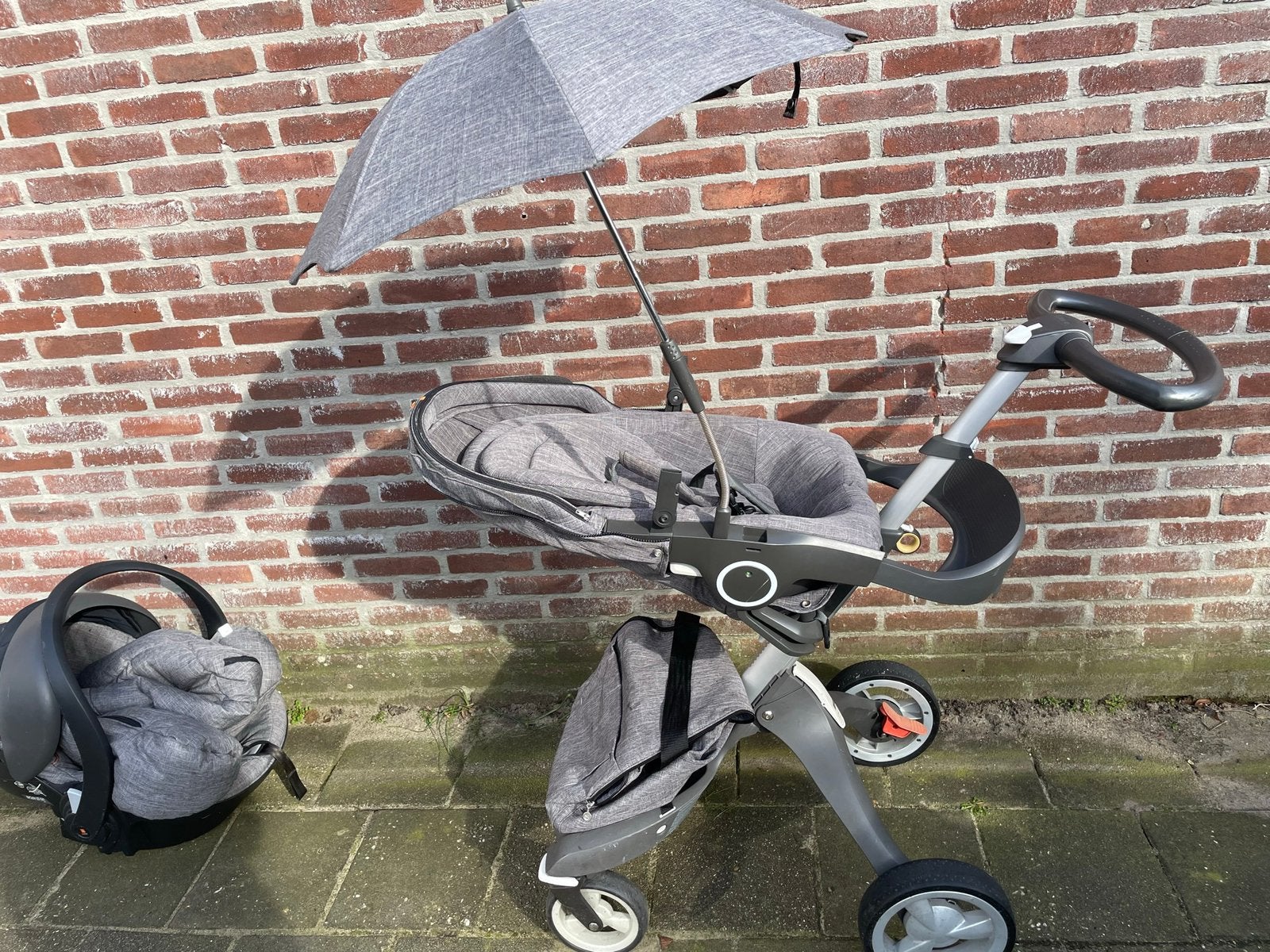 Stokke kinderwagen xplory grijs, Gebruikt, Verstelbare duwstang, Ophalen, Kinderwagen