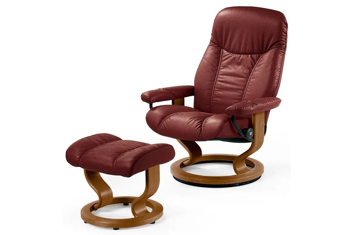 Ekornes Stressless Consul Classic Relaxfauteuil, Ophalen, Gebruikt, Leer, 75 tot 100 cm