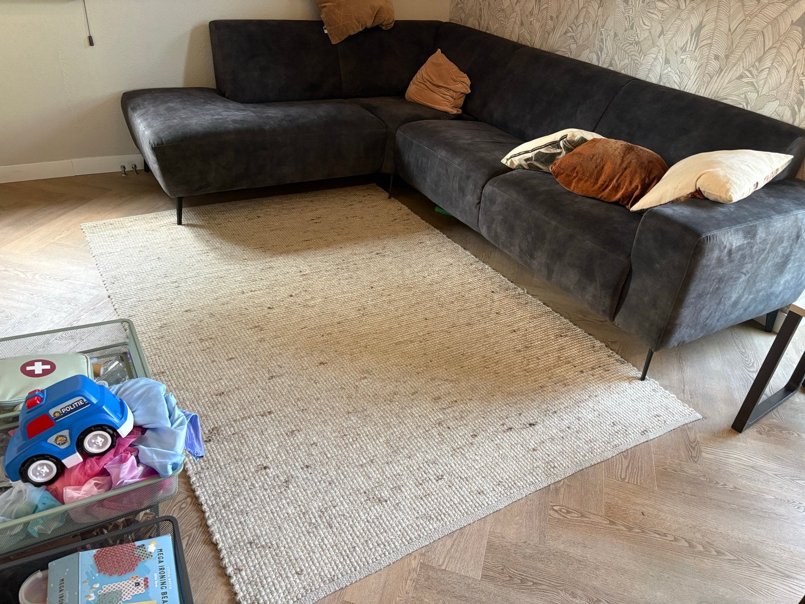 Wit gemeleerd wollen vloerkleed 160x230, Ophalen, Gebruikt, Wit, 150 tot 200 cm