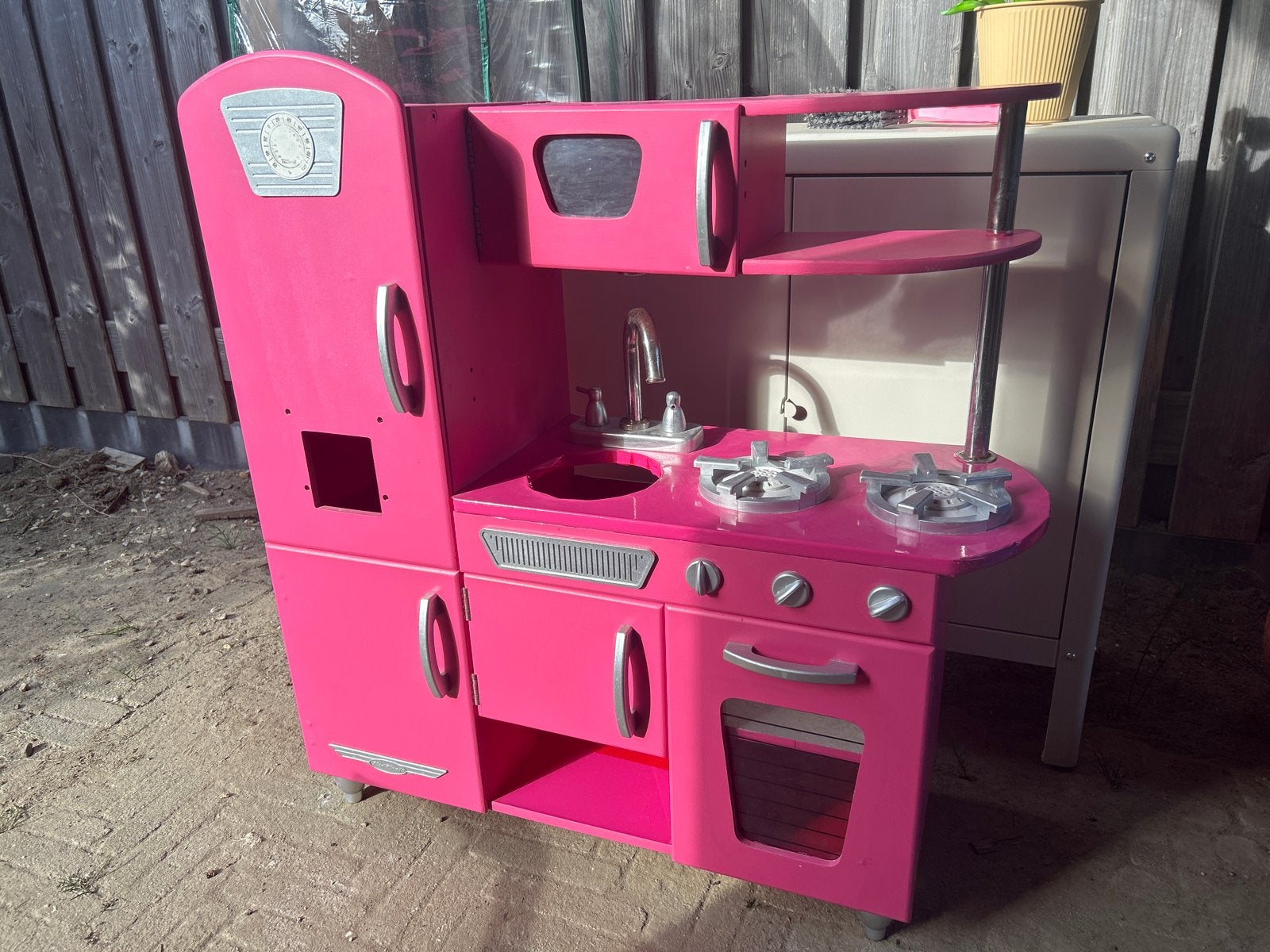 Speelkeuken met koelkast en oven, Ophalen, Gebruikt, Hout, Speelkeuken