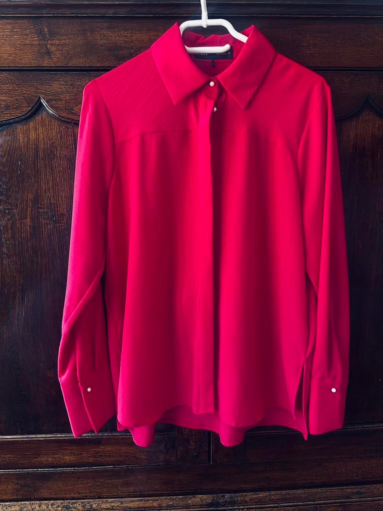 Mooie nieuwe fuchsia roze blouse van Zara met parel knoopjes, Ophalen of Verzenden, Nieuw, Maat 38/40 (M), Roze
