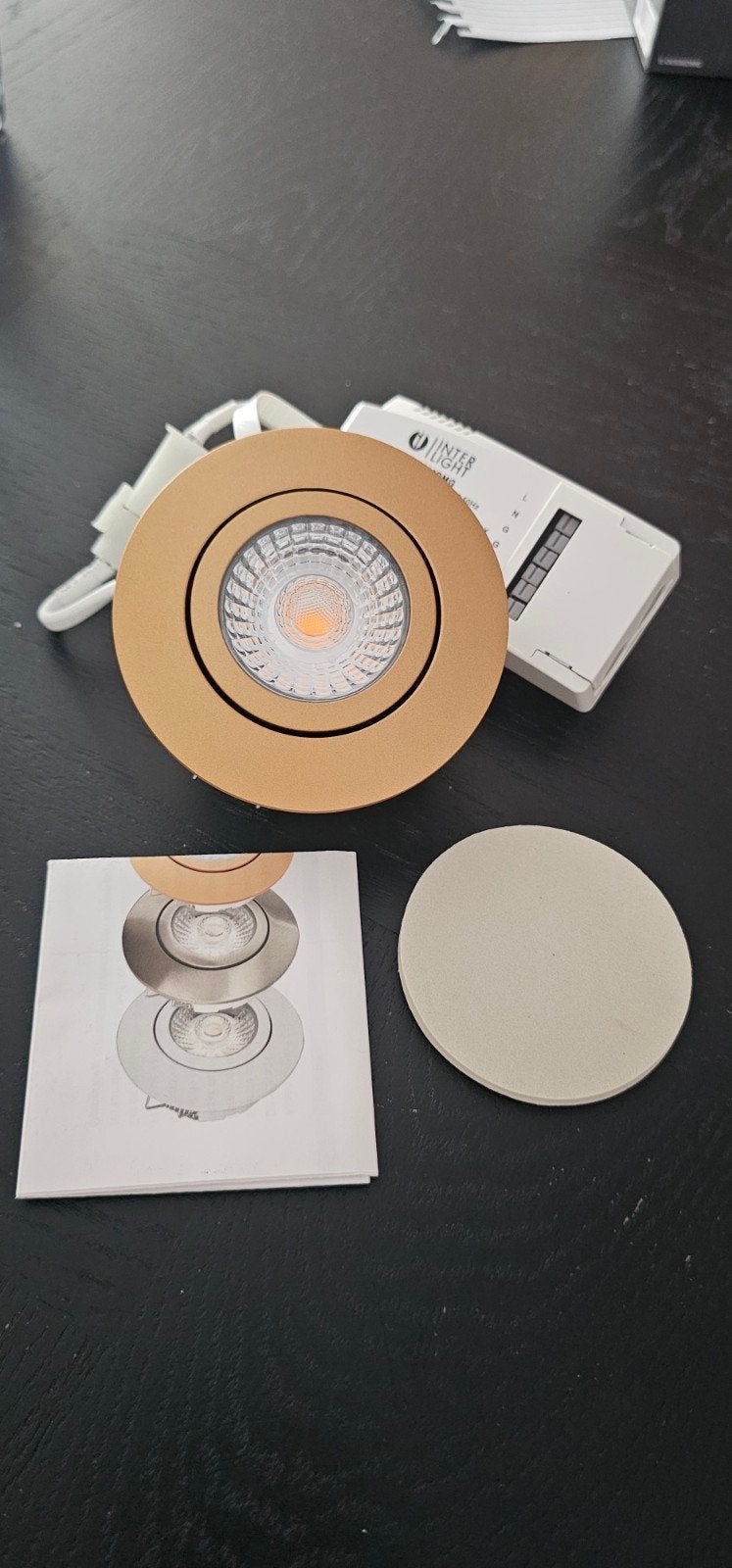 9 stuks Interlight Camita Inbouwspot Dimbaar 2700K goudbrons, Ophalen of Verzenden, Nieuw, Plafondspot of Wandspot