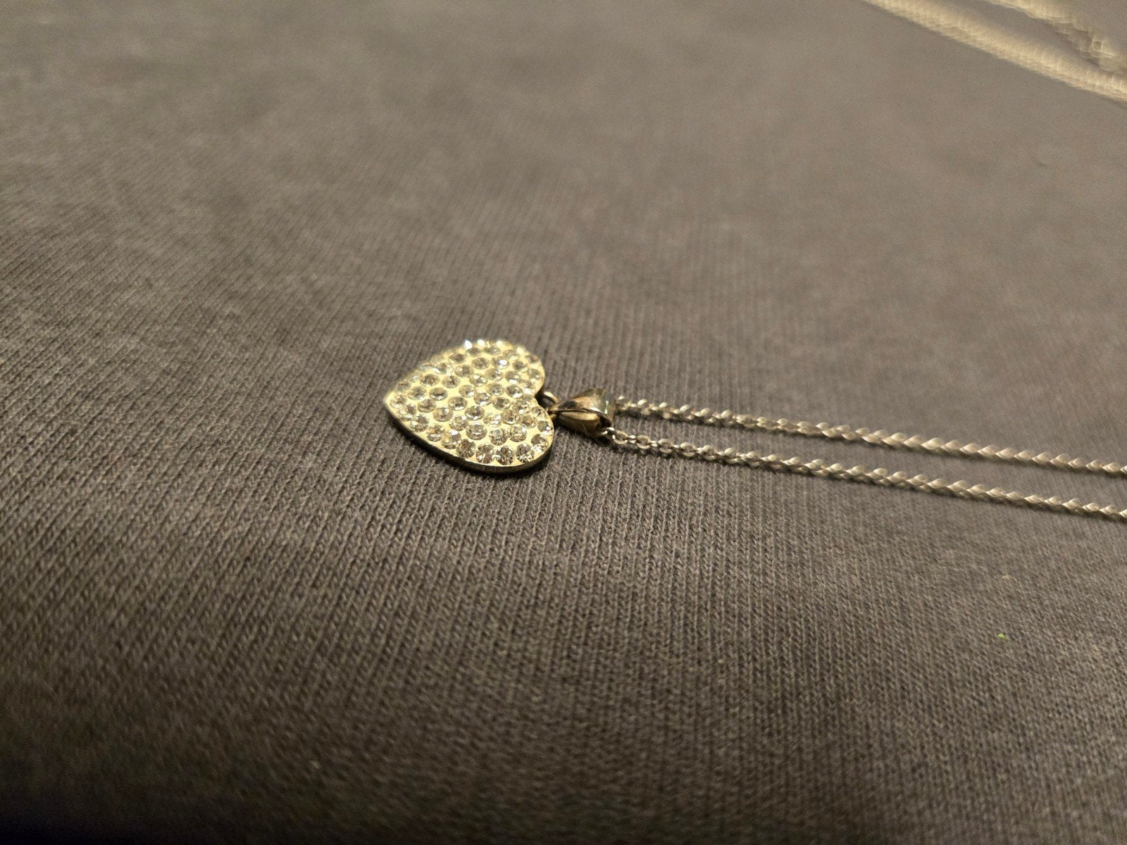 925 Hartjes Ketting met steentjes, Ophalen of Verzenden, Zo goed als nieuw, Zilver, Zilver
