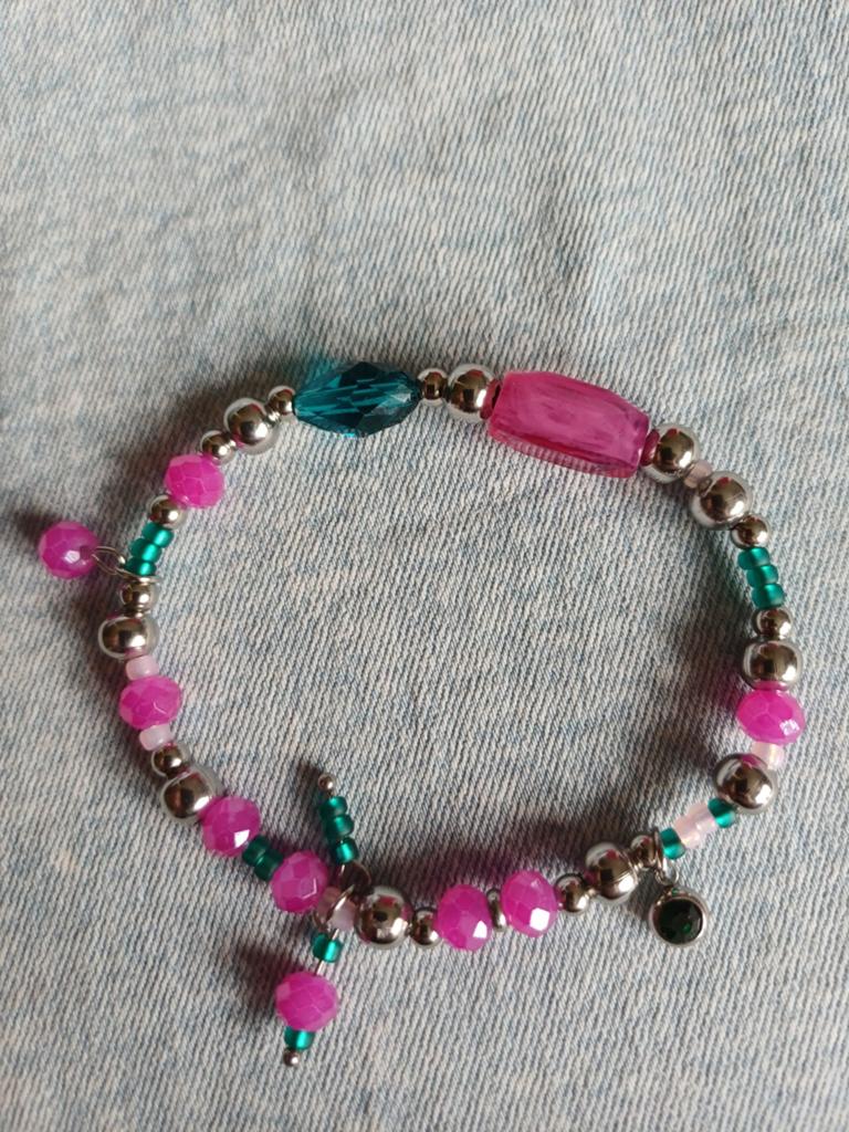 Armband met Stainless Steel Kralen, Sieraden, Tassen en Uiterlijk, Armbanden, Ophalen of Verzenden, Nieuw, Zilver, Staal
