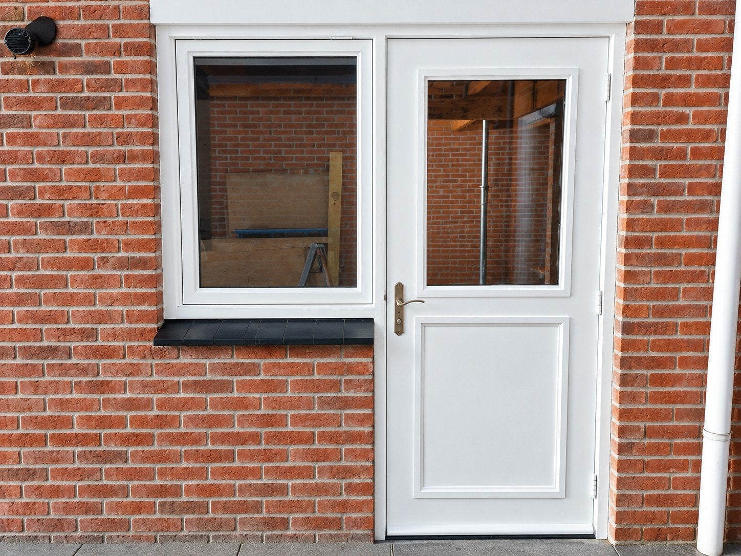 Deurkozijn met raam en deur (dubbelglas), Doe-het-zelf en Verbouw, Ophalen, Gebruikt, 120 cm of meer, Buitendeur