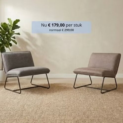 Fauteuil industrieel in grijs taupe en cognac, Ophalen, Minder dan 75 cm, Nieuw, Metaal