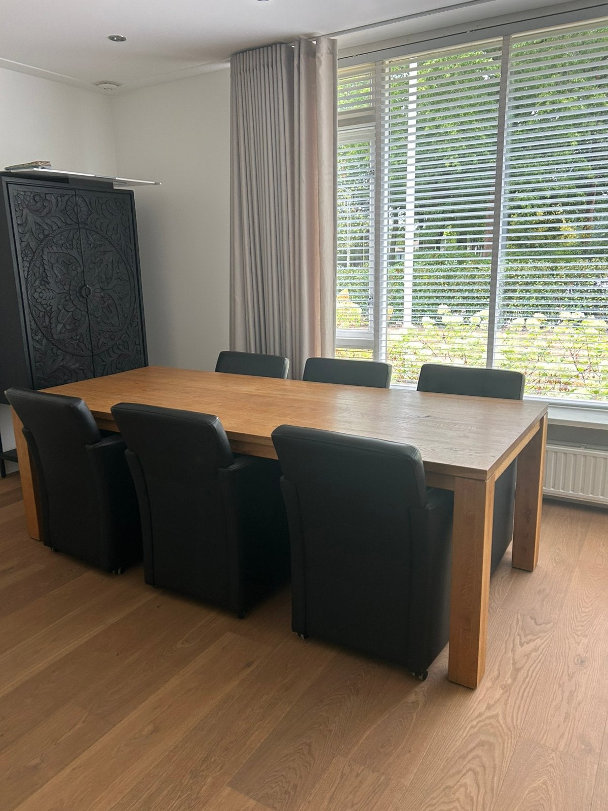 Complete eethoek - massief houten tafel + 6 stoelen, Huis en Inrichting, Tafels | Eettafels, Ophalen, 100 tot 150 cm, Eikenhout