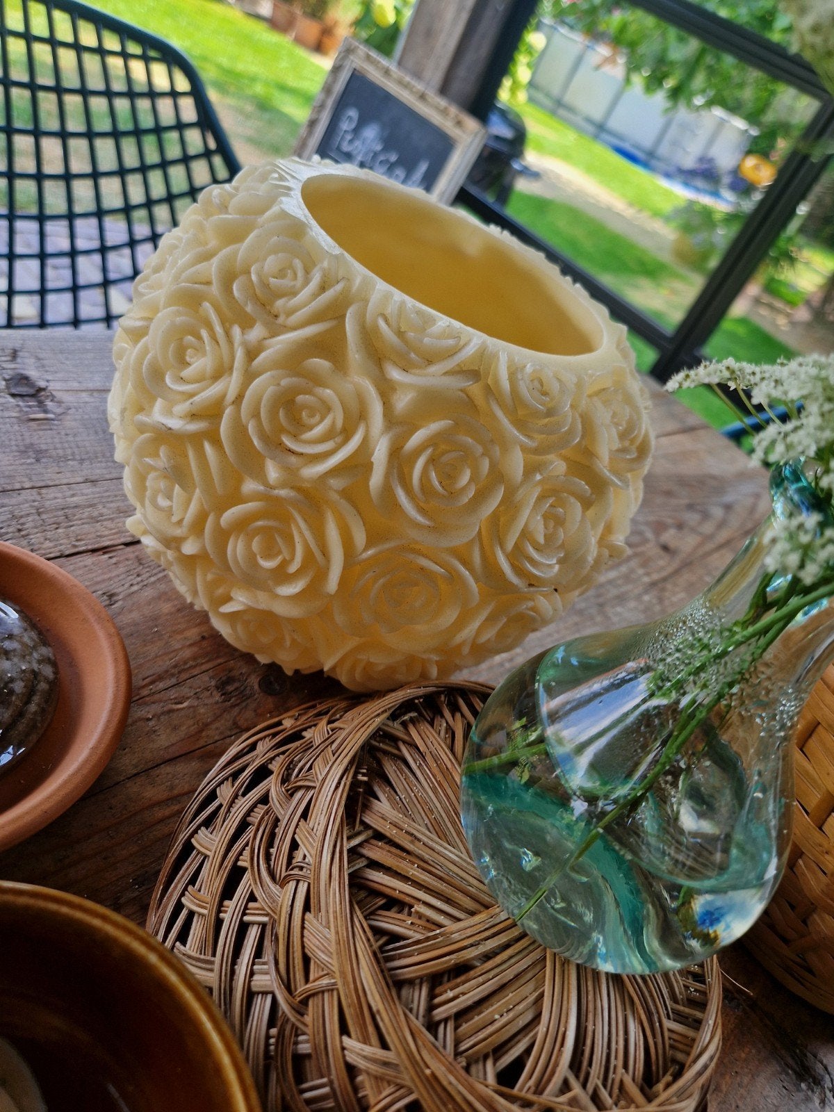 Decoratieve Waxinelichthouder met Rozenmotief, Gebruikt, Overige merken, Waxinelichthouder, Was
