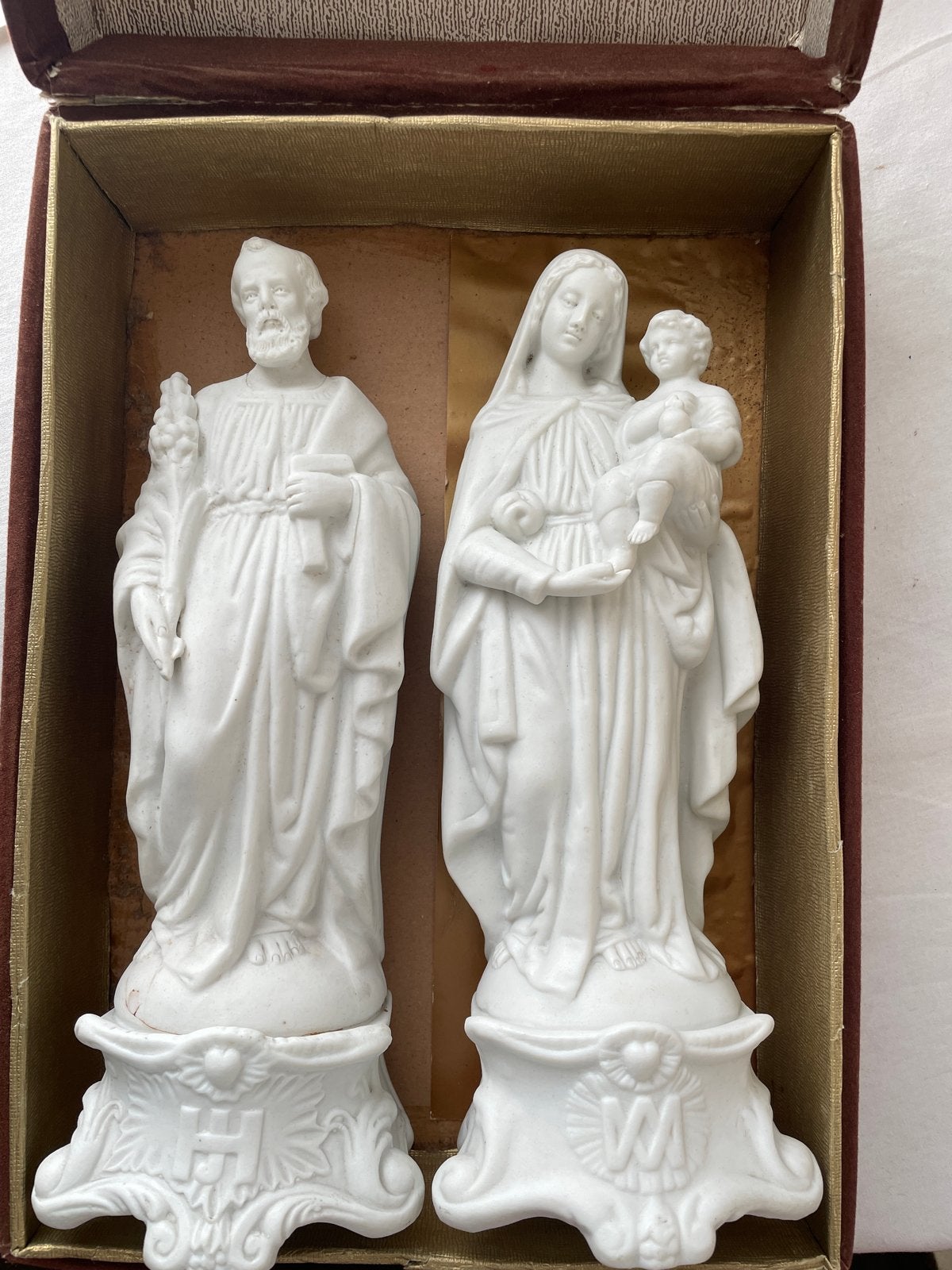 Antieke Beelden van Maria met Kind en Jozef in Doos, Ophalen of Verzenden