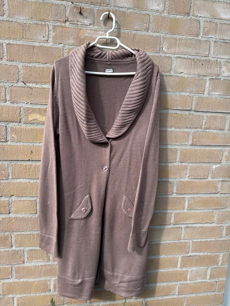 Scarva Woman lang vest/cardigan, maat XL, bruin, Ophalen of Verzenden, Gedragen, Maat 42/44 (L), Bruin