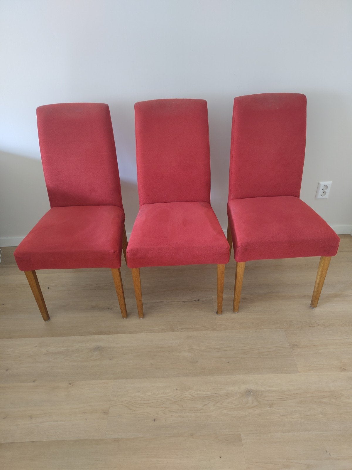 Set van 6 stevige rode eetkamerstoelen, Ophalen, Gebruikt, Klassiek, Stof